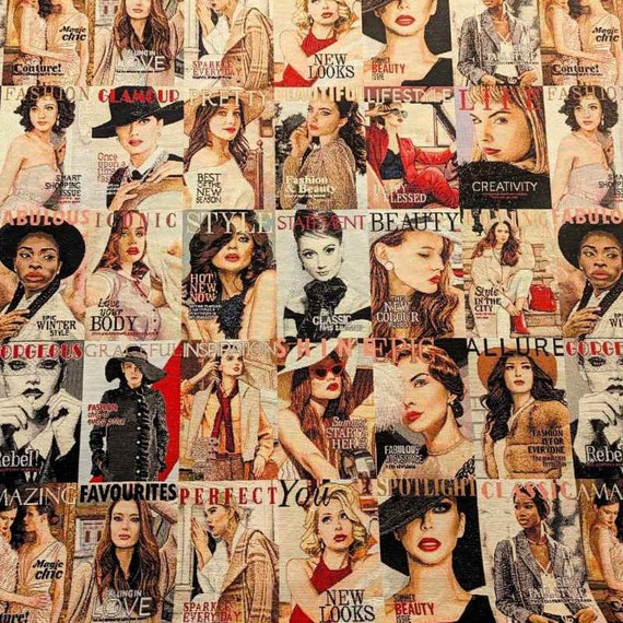 Tapestry Fabric FASHION MAGAZINE White Background Gobelin Premium 1.251030.1695.130 Etsy Ireland