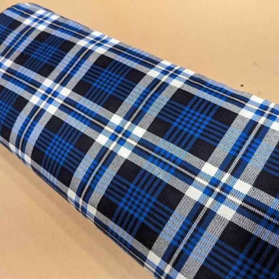 Hunter Green and Dark Navy Plaid Cotton Flannel Fabric