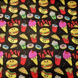Food Fabric, Hamburger Fabric, Pizza Fabric, Ice Cream Fabric, ZoZo Designs, Digital Printed cotton fabric by the Yard, fabric by the Metre