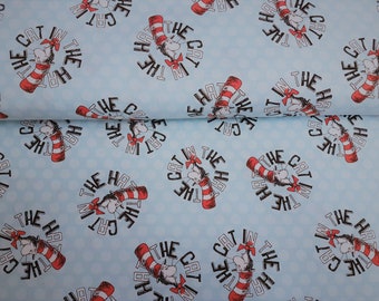 Stof Dr. Seuss Kat met de hoed - Robert Kaufman Cotton