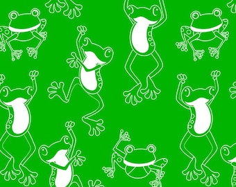Glow in the Dark Frog Fabric: Kanvas 100% Cotton Quilting Fabric