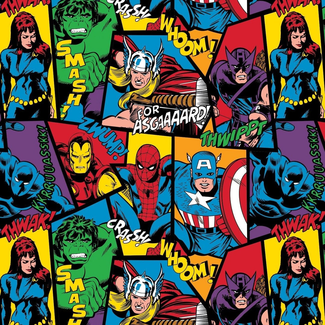 Cotton Fabric - Character Fabric - Marvel Spiderman Digital Comic Web  Mosaic Superhero - 4my3boyz Fabric