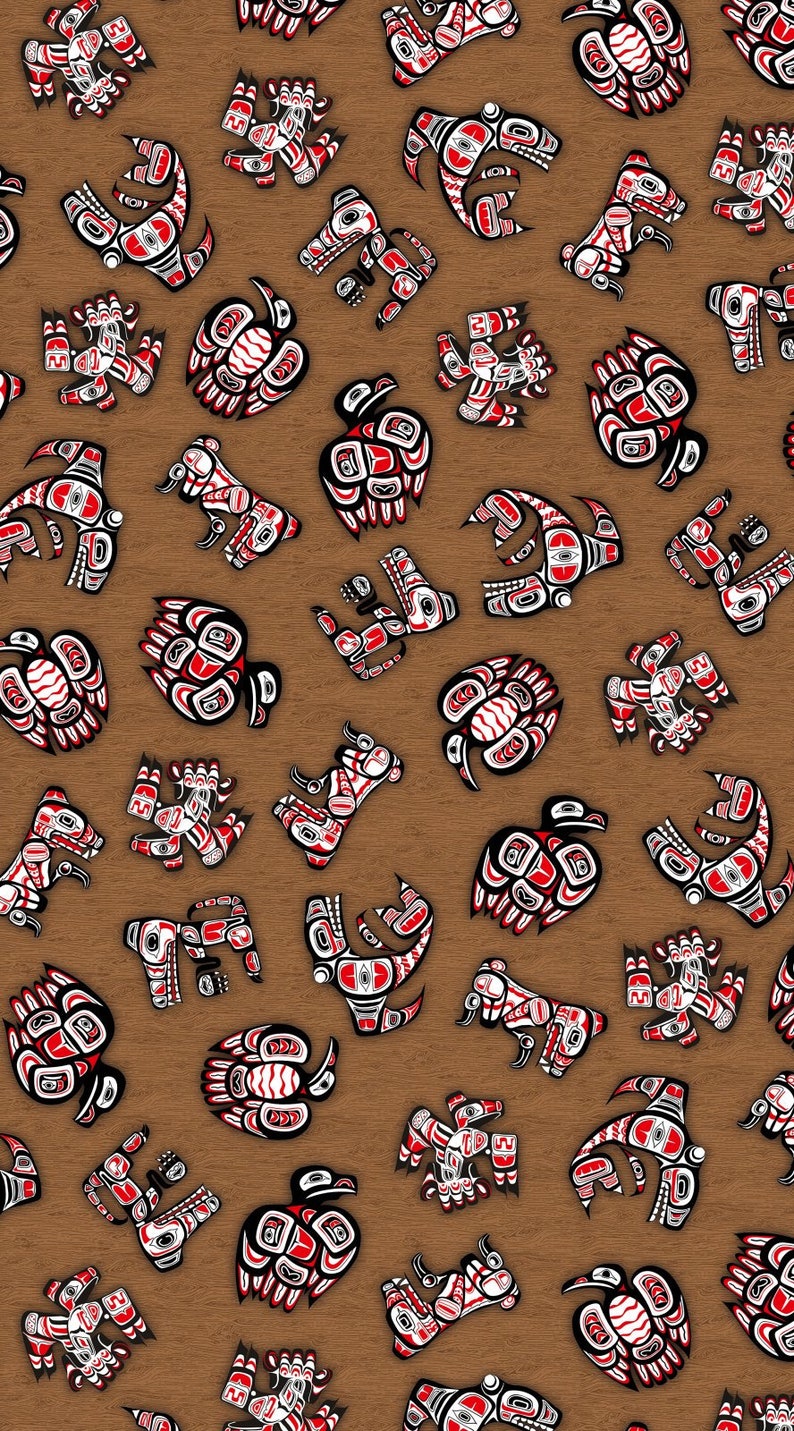 indigenous Native Fabric Discover Canada Pacific NW 17864169 Earth FabricDesigTreasures fabric by the metre 39 x 44