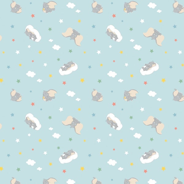 Flanelle Dumbo en bleu de Camelot Fabrics sous licence, tissu par jardin, tissu au mètre