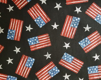 American Flag Fabric: Patriotic Star Print Cotton Quilting Fabric