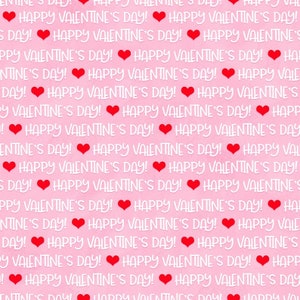 Valentines Day Fabric by the Yard, Gnomie Love by Shelly Comisky - Happy Valentines Day Words, 100% Cotton Quilting Fabric