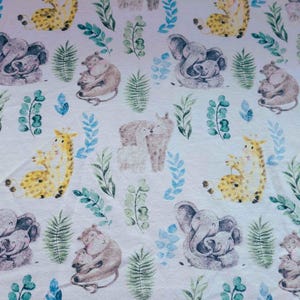 Nursery FLANNEL, Mother and Baby Animals flannel, fabric by the Yard