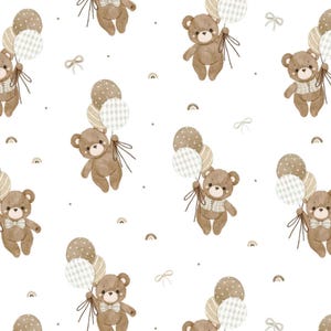 Teddy Bear Cotton Flannel Fabric: Soft Brushed White Baby Quilt Material