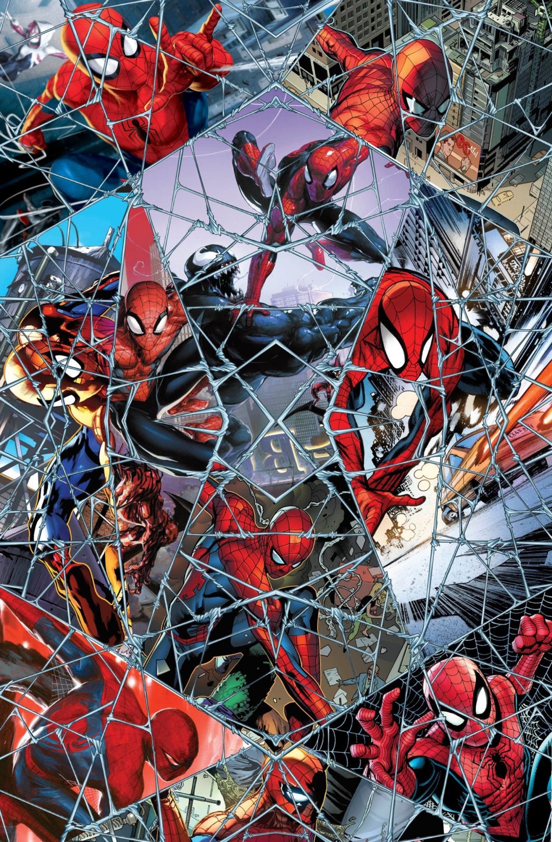 Spider Man Fabric by the Yard - Comic Web Mosaic - Springs Creative ...