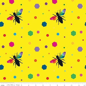 Hexy Bees on Yellow by Riley Blake C9805 Quilting Fabric - 100% cotton fabric