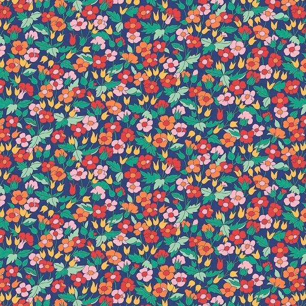 Floral Fabric, Liberty of London fabric by the Yard - Carnaby Collection - Piccadilly Poppy - 5941F