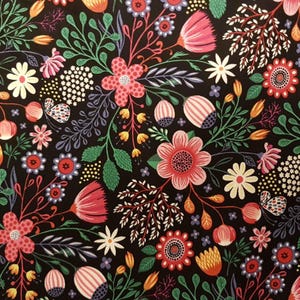 Clothworks Good Things Will Come by Helen Derdik Y2526 74 Raspberry Flowers, 100%. cotton, fabric by the Yard