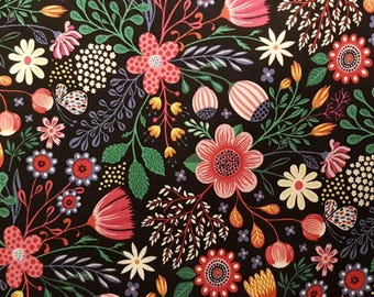 Clothworks Good Things Will Come by Helen Derdik Y2526 74 Raspberry Flowers, 100%. cotton, fabric by the Yard