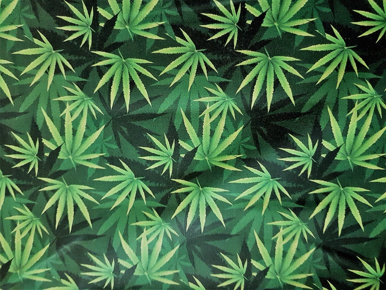 Cannabis Fabric Weed Fabric Cannabis Plants on Green 100 Etsy Canada