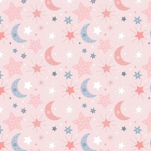 Moon Child Cotton Flannel – Pink Celestial Baby Fabric – 100% Cotton