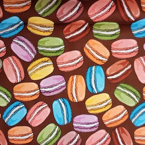 Food Fabric, Macaroon Fabric, ZoZo Designs, Digital Printed cotton fabric by the Yard