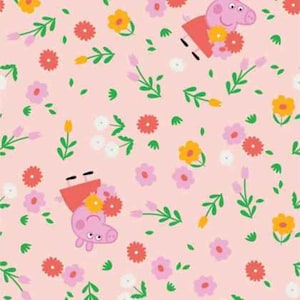 Peppa the Pig FLANNEL in Pink Bunches of Flowers, 95220133B-03