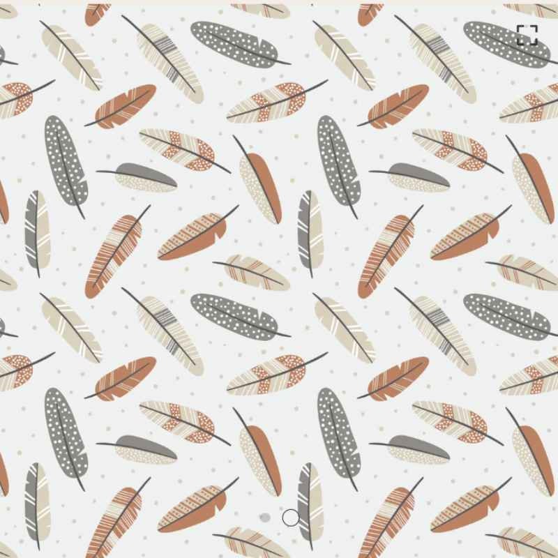 Feather FLANNEL, Supersoft Flannel, Brown, Grey and White Feathers on Beige, fabric by the Yard, 89230209B-01