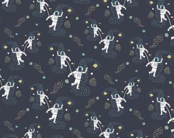 Leuchtend blauer Astronaut Strickstoff : Bio Baumwolljersey