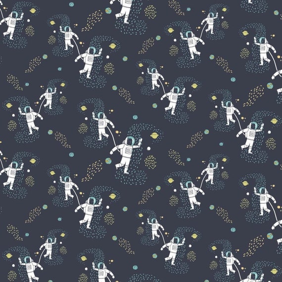 Glow-in-the-Dark Astronaut Knit Fabric: Organic Cotton Jersey