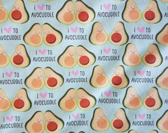 I love to Avocuddle Flannel - 100% Cotton Flannel,  fabric by the Yard, fabric by the Metre