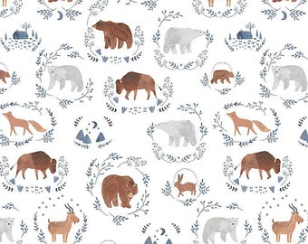 Woodland Animals Cotton Fabric, 100% Cotton fabric by the Yard