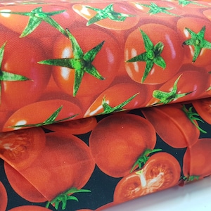 Tomato Fabric, Fruit Fabric, Food Fabric, Premium 100% Cotton, fabric by the yard, fabric by the metre