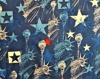 Tela de algodón de Lady Liberty: Estampado de estrellas y rayas del 4 de julio