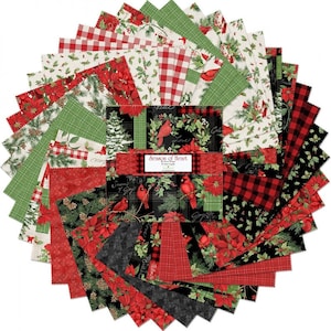 Christmas Fabric Squares: Season of Heart, 10" Precut Cotton (42 Pcs)