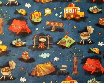 Camping Fabric, Tent Fabric, Campsite Fabric, Premium 100% Cotton fabric