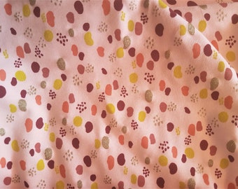 Babyrosa bomullsjerseytyg: Glitterprickar, 4-vägs stretch