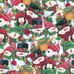 Christmas Fabric, Snowman Collage by Blank Quilting Corp.