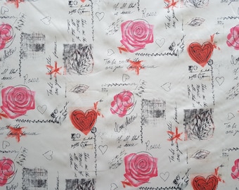 Rose Heart Print PUL Fabric: Waterproof Diaper Material