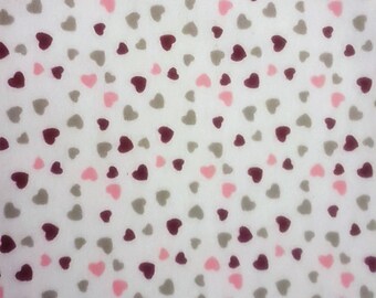 Hearts Flannel, Heart Toss on White FLANNEL, Valentine, fabric by the Yard, 100% Cotton