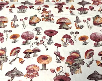 Mix Wild Mushroom Flannel fabric on a cream background, fabric by the Yard
