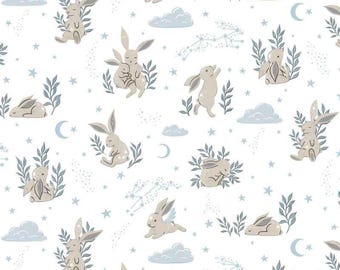 Conejito de franela en blanco, tela cortada a medida, Bunny Dreams, 82230101B-01