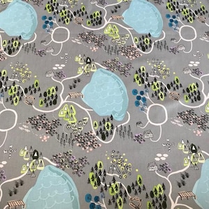 Woodland, Nursey, Night Hike in Gravel by Heather Givans, Camping Fabric by the Yard, Windham