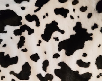 Cow Print Minky Fabric: Plush Faux Fur, 58-60" Wide