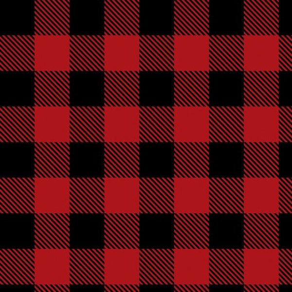 Red Buffalo Plaid Flannel, Cotton, Fabric, rag quilt, black, lumberjack, 3/4 inch squares by the Metre, 57 inch wide