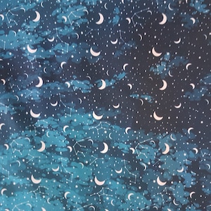 Constellation Fabric by the Yard, Moon fabric, Celestial, fabric by the metre