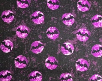 Bat Fabric, Halloween Fabric, Bats Dots in Purple by Springs Creative Collection