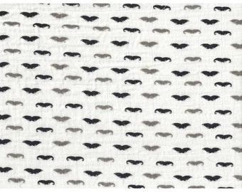 Tissu de coton double gaze Moustache : mousseline douce par mètre