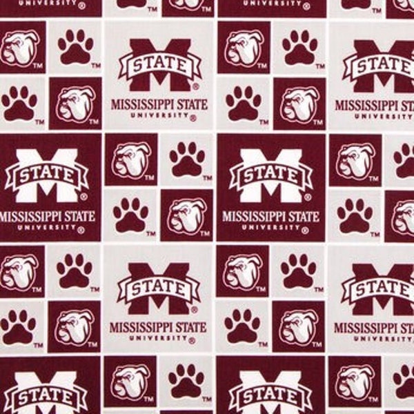 Mississippi State Bulldogs fabric by the yard, Cotton fabric