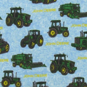 John Deere Tractors on Blue Springs Creative FLANNEL fabric by the Yard, CP23849