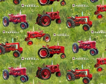 New  Blank Quilting 100% Cotton Fabric Big Red Tractor Panel W 44" x L 36 "