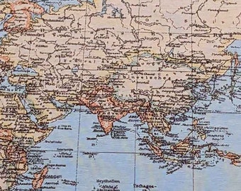 Mapa świata w stylu vintage Materiał: płótno bawełniane, motyw podróży