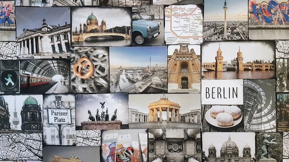 Berlin Landmarks Cotton Canvas Print: Modern Home Decor Fabric