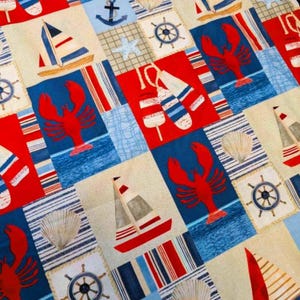 Harbour Days Nautical Cotton Fabric – Sailboats, Anchors & Lobsters | Blank Quilting by Color Pop Studio