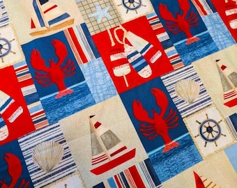 Harbour Days Nautical Cotton Fabric – Sailboats, Anchors & Lobsters | Blank Quilting by Color Pop Studio
