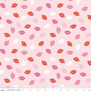 Valentines Fabric by the Yard, Sending Love Kisses Fabric, Riley Blake, 100% Cotton Quilting Fabric